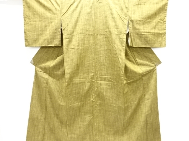 JAPANESE KIMONO / ANTIQUE KIMONO / SILK / TSUMUGI / WOVEN GRID